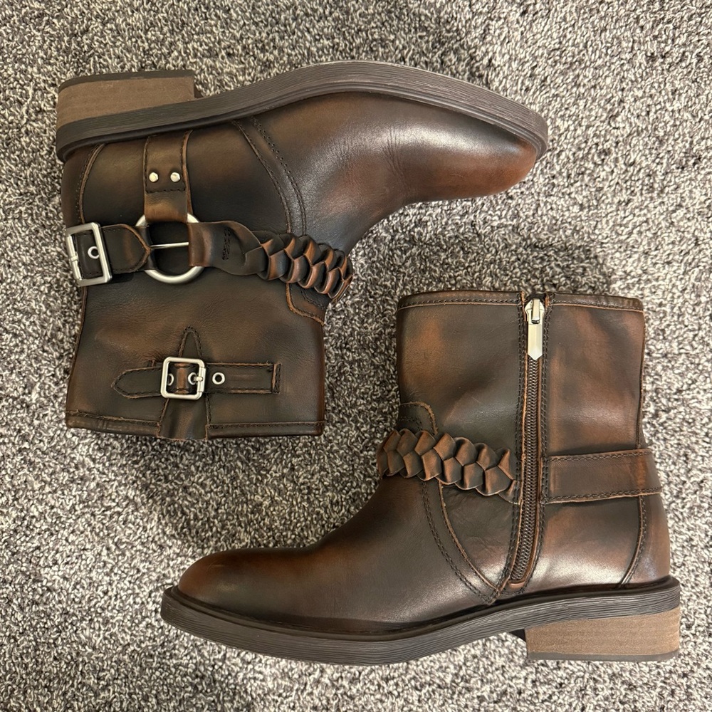 Crown Vintage Willa Moto Bootie Dark Brown Leather size 8.5 - Picture 3 of 8